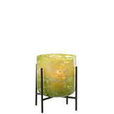 J-LINE WINDLICHT OP STANDAARD – GLAS/IJZER MARMER GROEN MEDIUM