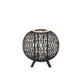 J-LINE LANTAARN BALL ON FOOT – BAMBOE ZWART/NATUREL LARGE