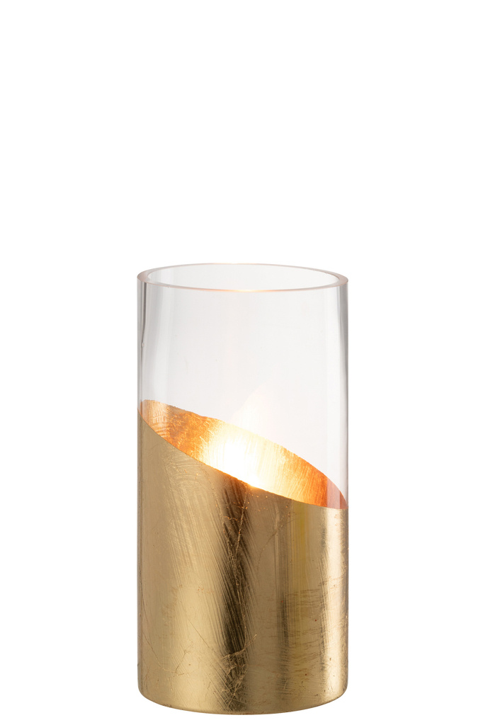 J-LINE WINDLICHT MOA GLAS TRANSPARANT/GOUD KLEIN