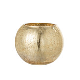 J-LINE WINDLICHT BOL CRAQUELÉ GLAS PAREL EFFECT GOUD GROOT