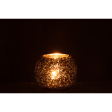 J-LINE WINDLICHT BOL CRAQUELÉ GLAS PARELEFFECT BLAUW KLEIN