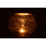 J-LINE WINDLICHT BOL CRAQUELÉ GLAS PAREL EFFECT GOUD GROOT