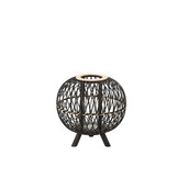 J-LINE LANTAARN BOL OP VOET BAMBOE ZWART/NATUUR MEDIUM