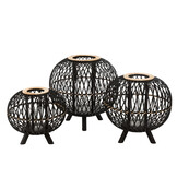 J-LINE LANTAARN BALL ON FOOT – BAMBOE ZWART/NATUREL LARGE
