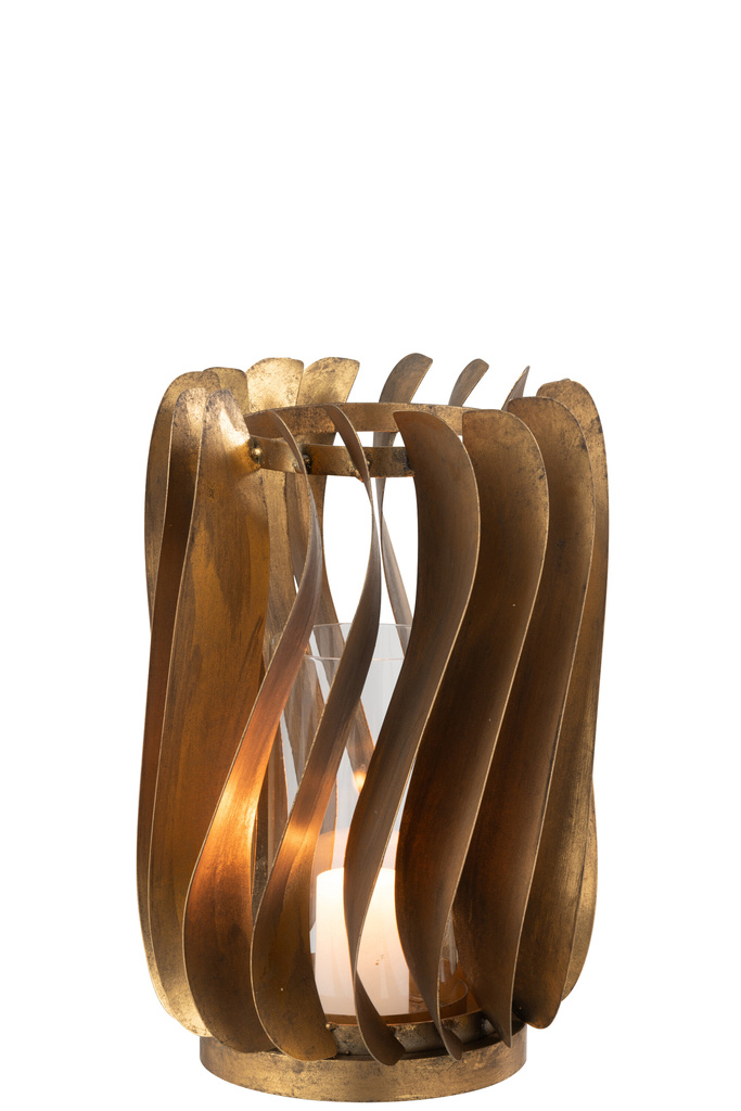 J-LINE KANDELAAR TINA IJZER/GLAS GOUD