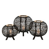 J-LINE LANTAARN BALL ON FOOT – BAMBOE ZWART/NATUREL LARGE