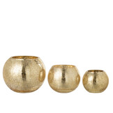 J-LINE WINDLICHT BOL CRAQUELÉ GLAS PAREL EFFECT GOUD GROOT