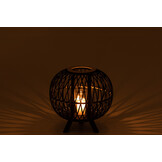 J-LINE LANTAARN BOL OP VOET BAMBOE ZWART/NATUUR MEDIUM