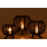 J-LINE LANTAARN BALL ON FOOT – BAMBOE ZWART/NATUREL LARGE