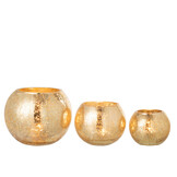 J-LINE WINDLICHT BOL CRAQUELÉ GLAS PAREL EFFECT GOUD GROOT
