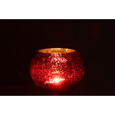 J-LINE WINDLICHT BAL CRAQUELÉ GLAS – PARELMOEREFFECT ROOD MEDIUM