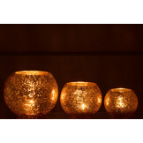 J-LINE WINDLICHT BOL CRAQUELÉ GLAS PAREL EFFECT GOUD GROOT