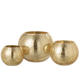 J-LINE WINDLICHT BOL CRAQUELÉ GLAS PAREL EFFECT GOUD GROOT