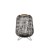 J-LINE LANTAARN OP VOET BAMBOE ZWART/NATUUR MEDIUM