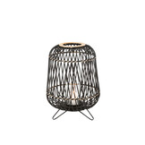 J-LINE LANTAARN OP VOET BAMBOE ZWART/NATUUR MEDIUM