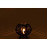 J-LINE LANTAARN BOL OP VOET – BAMBOE ZWART/NATUUR – SMALL