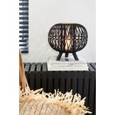 J-LINE LANTAARN BOL OP VOET – BAMBOE ZWART/NATUUR – SMALL