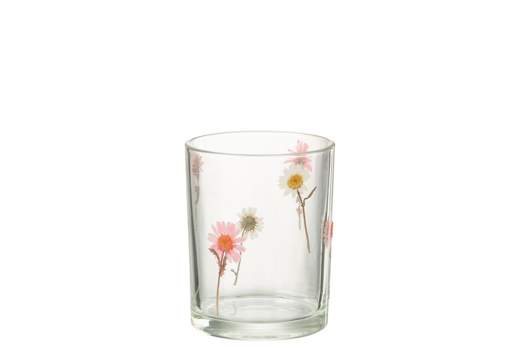 J-LINE HURRICANE PEGGY FLOWERS GLASS LARGE