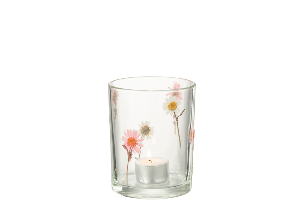 J-LINE HURRICANE PEGGY FLOWERS GLASS LARGE
