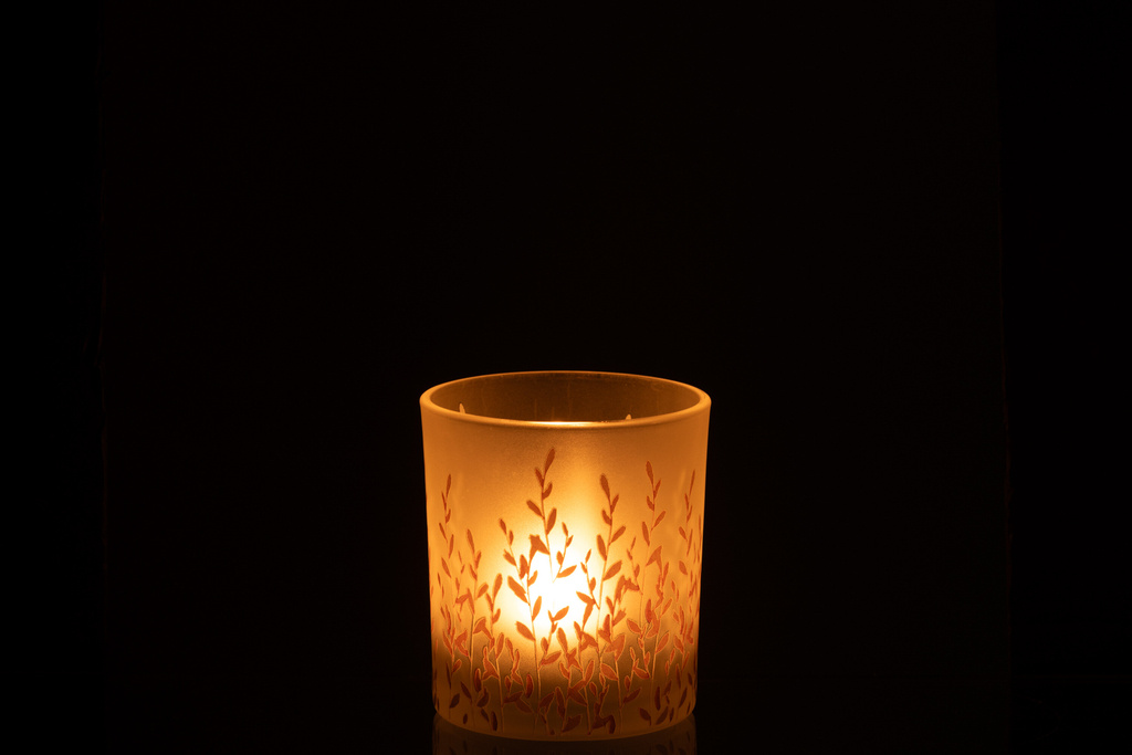 J-LINE TEALIGHT HOLDER SALLY GLASS ORANGE/TRANSPARENT SMALL