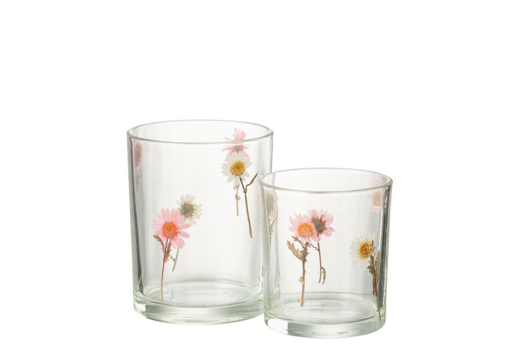 J-LINE HURRICANE PEGGY FLOWERS GLASS LARGE