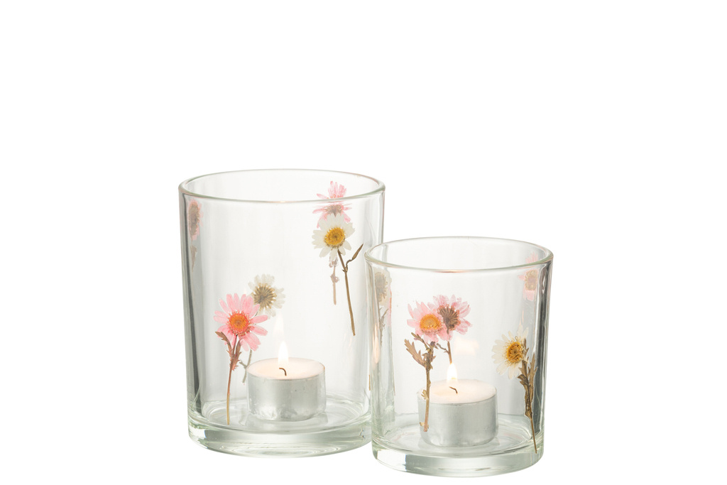 J-LINE HURRICANE PEGGY FLOWERS GLASS LARGE