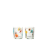 J-LINE TEALIGHT HOLDER POSY SMALL GLASS MIX – SET VAN 2