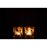 J-LINE TEALIGHT HOLDER POSY SMALL GLASS MIX – SET VAN 2