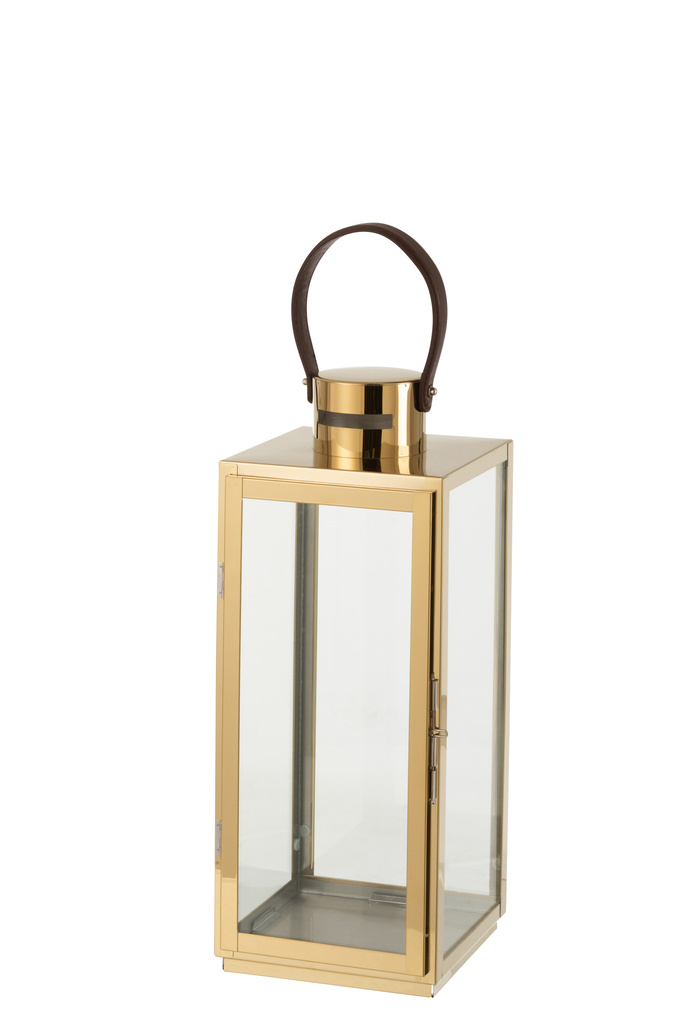 J-LINE LANTAARN SQUARE – METAAL/GLAS GOUD