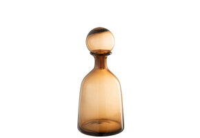 J-LINE DECORATIEVE FLES MET STOP LAAG GLAS BRUIN SMALL