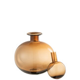 J-LINE DECORATIEVE FLES MET STOP ROND GLAS BRUIN