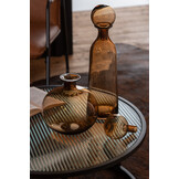 J-LINE DECORATIEVE FLES MET STOP ROND GLAS BRUIN