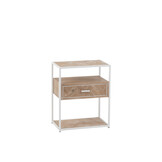 J-LINE SIDETABLE ZIGZAG MET 1 LADEN – HOUT/METAAL NATUUR/WIT