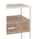 J-LINE SIDETABLE ZIGZAG MET 1 LADEN – HOUT/METAAL NATUUR/WIT
