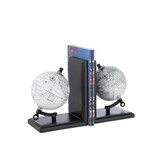 J-LINE BOEKSTEUN WERELDBOL HOUT GRIJS/ZWART – SET VAN 2