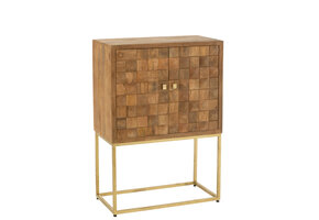 J-LINE KAST OP VOET NINO METAAL/MANGOHOUT NATUUR/GOUD