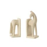J-LINE BOEKSTEUN PAARD MODERN RESIN BEIGE – SET VAN 2