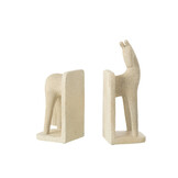 J-LINE BOEKSTEUN PAARD MODERN RESIN BEIGE – SET VAN 2