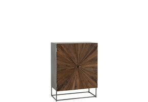 J-LINE KAST SHANIL 2-DEURS HOUT/IJZER NATUREL/GRIJS