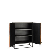 J-LINE KAST SHANIL 2-DEURS HOUT/IJZER NATUREL/GRIJS