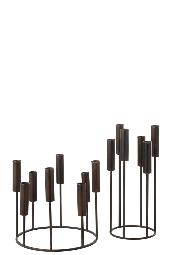 J-LINE SET VAN 2 KANDELAARS PIERRE IJZER ZWART