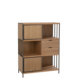 J-LINE KAST MET VERSCHILLENDE COMPARTIMENTEN HOUT/METAAL NATURAL