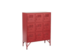 J-LINE CUPBOARD 9 DRAWER METAL RED