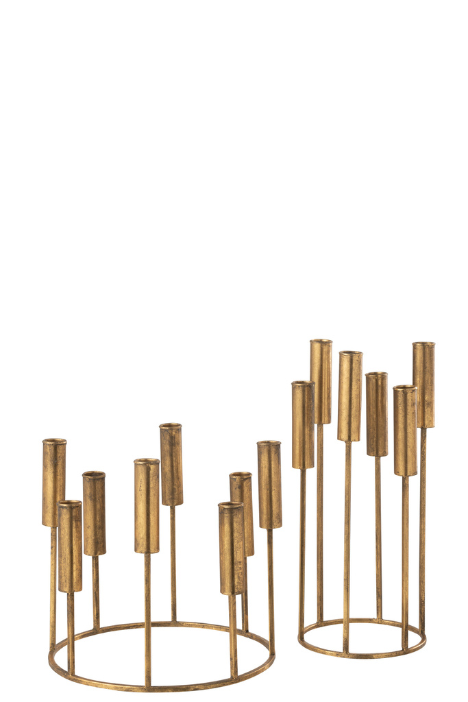 J-LINE SET VAN 2 KANDELAARS PIERRE IJZER GOUD