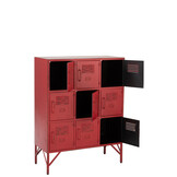 J-LINE CUPBOARD 9 DRAWER METAL RED