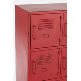 J-LINE CUPBOARD 9 DRAWER METAL RED