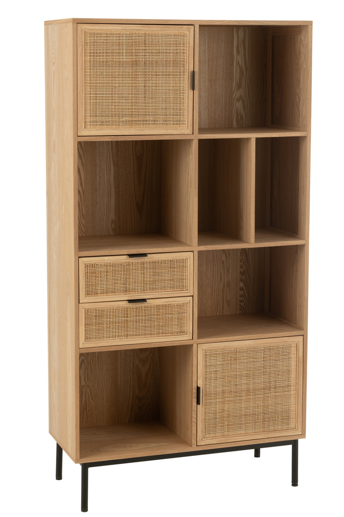 J-LINE KAST COMPARTMENTS MDF/METAAL NATUUR/ZWART
