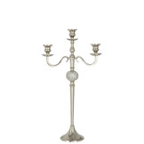 J-LINE KANDELAAR OP VOET DIAMOND SPHERE ALUMINIUM ZILVER