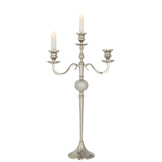 J-LINE KANDELAAR OP VOET DIAMOND SPHERE ALUMINIUM ZILVER