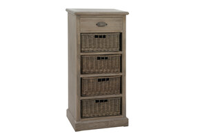 J-LINE KAST 4 MANDEN + LADEN HOUT GRIJS/WIT